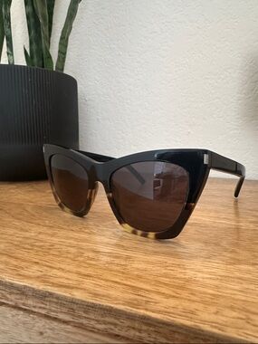 Yves Saint Laurent SL 214 KATE Black Cat-Eye Sunglasses with Case